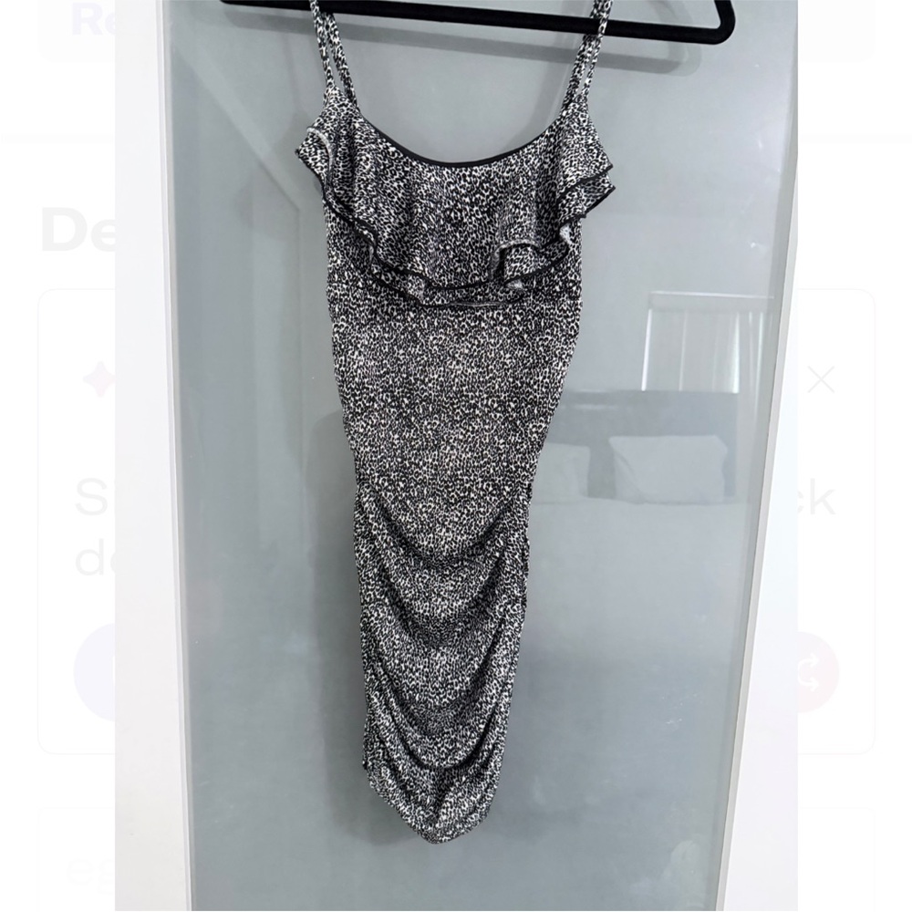 Bebe Gray Spaghetti Strap Bodycon Midi Dress - image 1